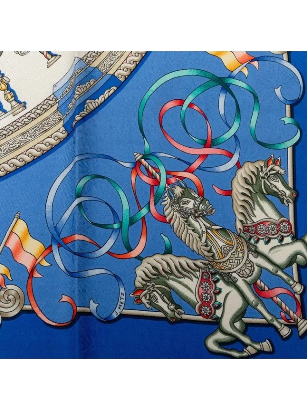 Hermes Carre 90 Luna Park Amusement Scarf Large Blue Multicolor Silk